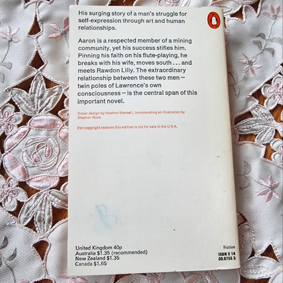 D.H. Lawrence 'Aaron's Rod' Vintage 1970 Paperback Novel Softcover Book - Picture 3 of 4